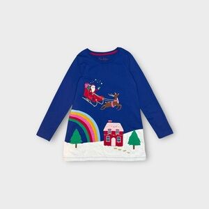 Mini Boden Santa On Sleigh Applique Christmas Scene Holiday Dress
